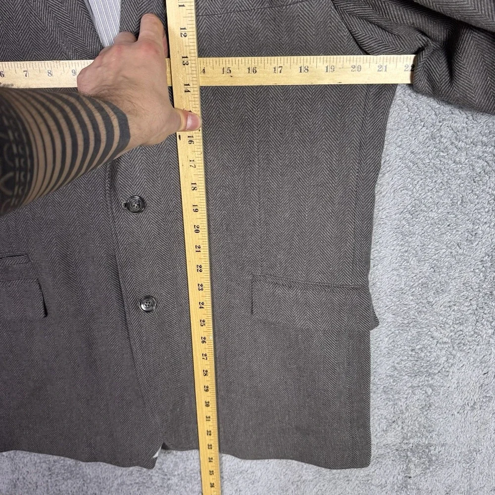 Joseph Abboud Sport Coat Mens 2XLT Peak Unstructured Blazer Herringbone Linen